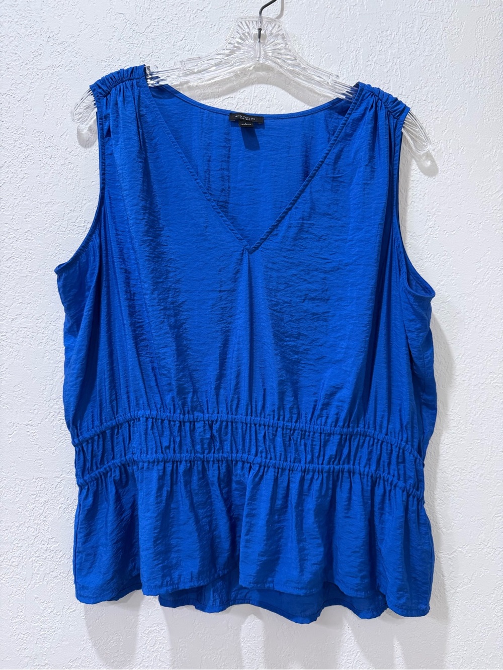 Ann Taylor Royal Blue Sleeveless V-Neck Peplum Top